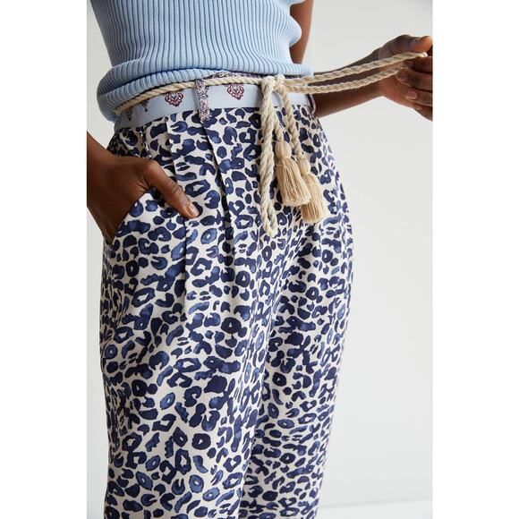 New Anthropologie OLLARI Tasseled Tapered Pants $118 SMALL Navy - Picture 4 of 5